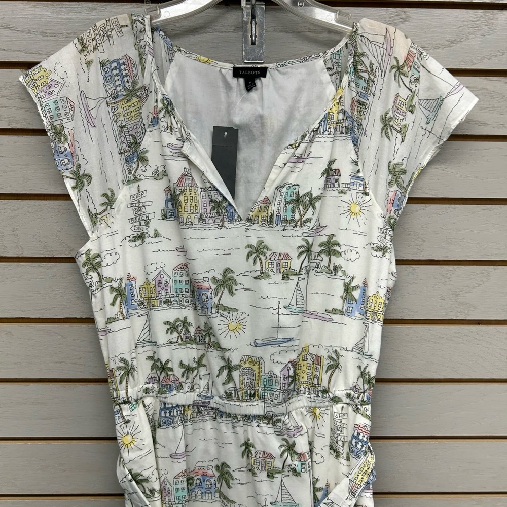 Talbots Cream Sundress with Flutter Sleeves - Picture 3 of 13